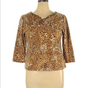 Ruby Rd. Size XL Animal Print Embellished Top